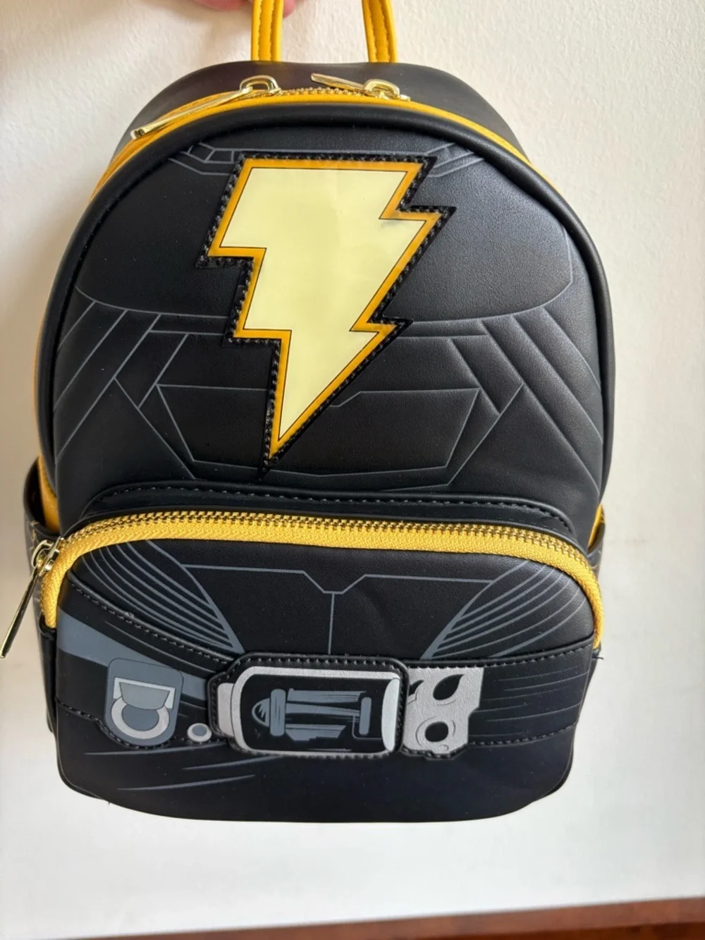 Loungefly Black and Yellow Lightning Bolt Mini Backpack
